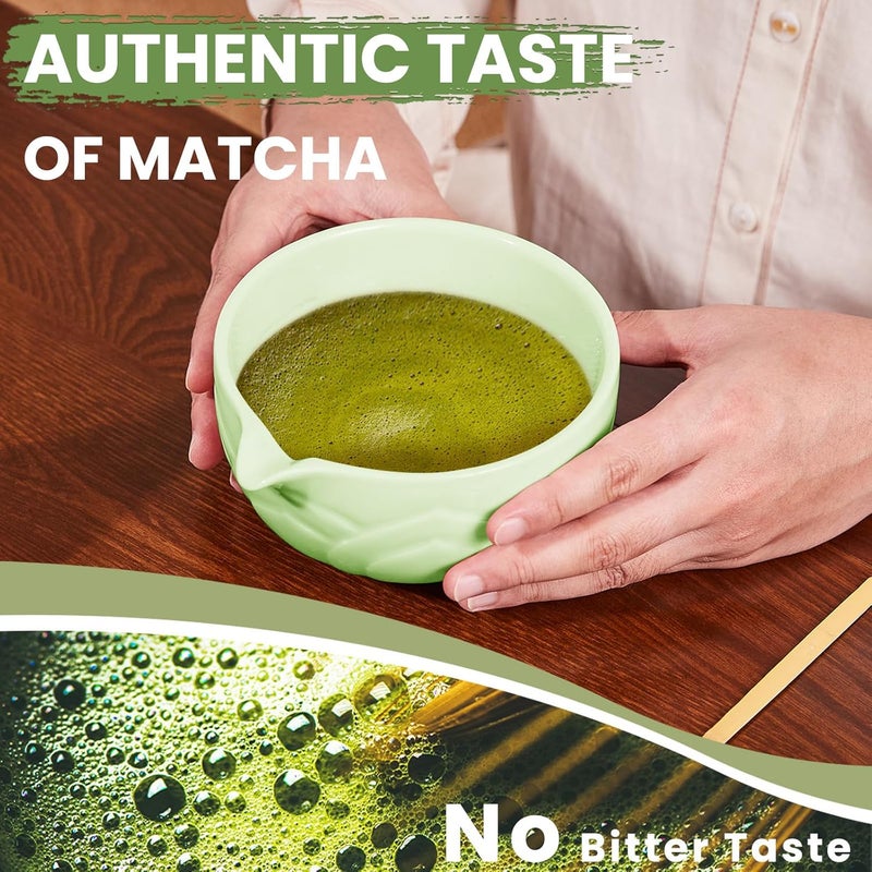 RANERANE Matcha Whisk Set, Lotus Green Ceramic Matcha Set Includes Matcha Bowl, Matcha Whisk (Chasen) and Holder, Sifter, Bamboo Scoop & Spoon - 6 Pcs Matcha Kit for Matcha Lovers - Image 5